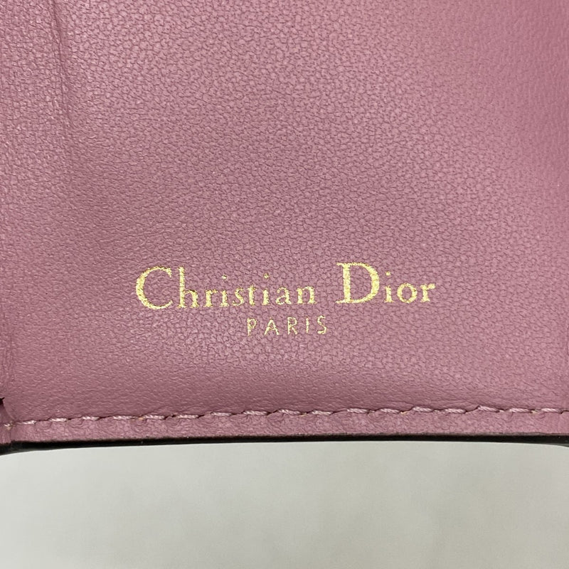 【5md5152】クリスチャンディオール 三つ折り財布 サドル レザー ピンク ゴールド金具【中古】レディース