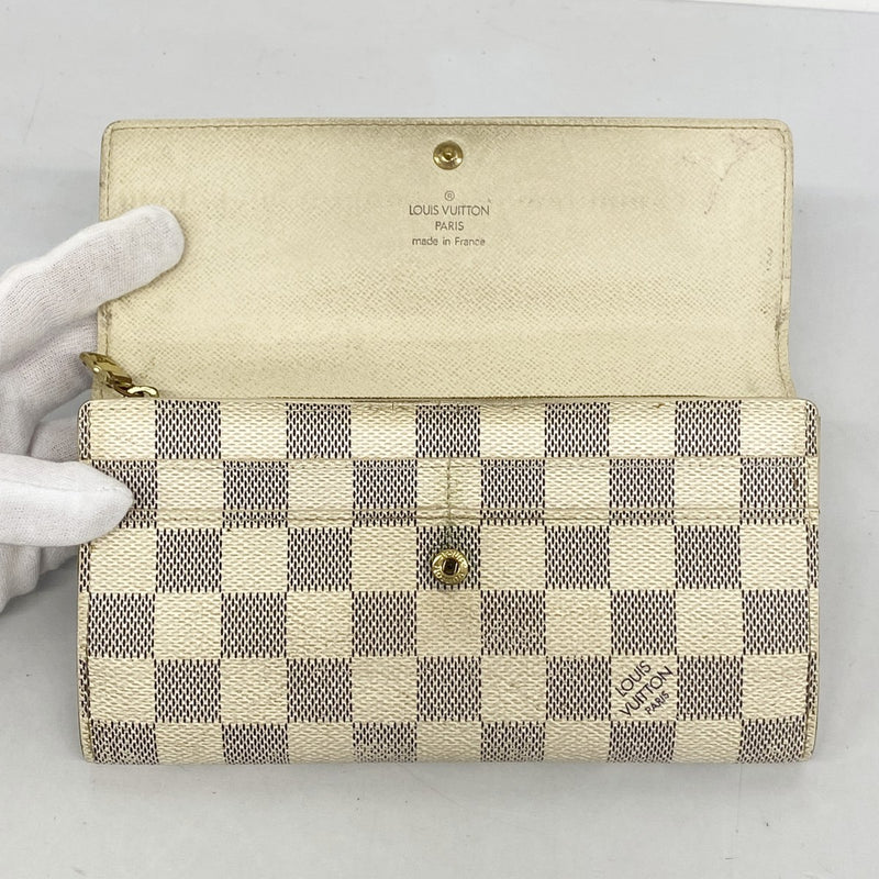 【5me5685】ルイヴィトン 長財布 ダミエ・アズール ポルトフォイユサラ N61735 ホワイト【中古】レディース