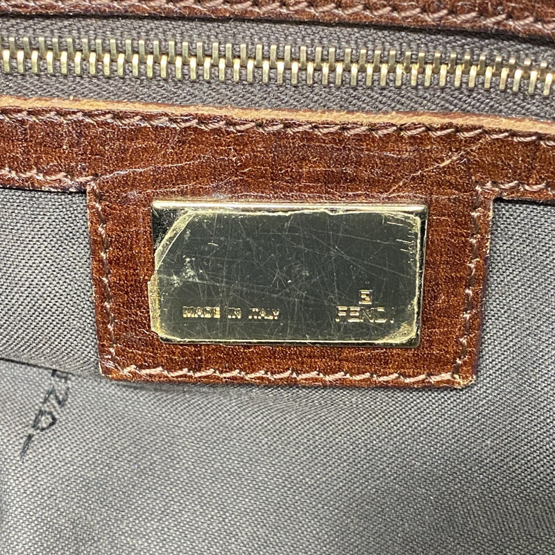 【5me5692】フェンディ ハンドバッグ ズッキーノ マンマバケット ナイロンキャンバス ブラウン ゴールド金具【中古】レディース