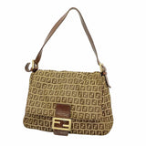 【5me5692】フェンディ ハンドバッグ ズッキーノ マンマバケット ナイロンキャンバス ブラウン ゴールド金具【中古】レディース