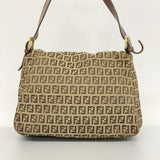 【5me5692】フェンディ ハンドバッグ ズッキーノ マンマバケット ナイロンキャンバス ブラウン ゴールド金具【中古】レディース