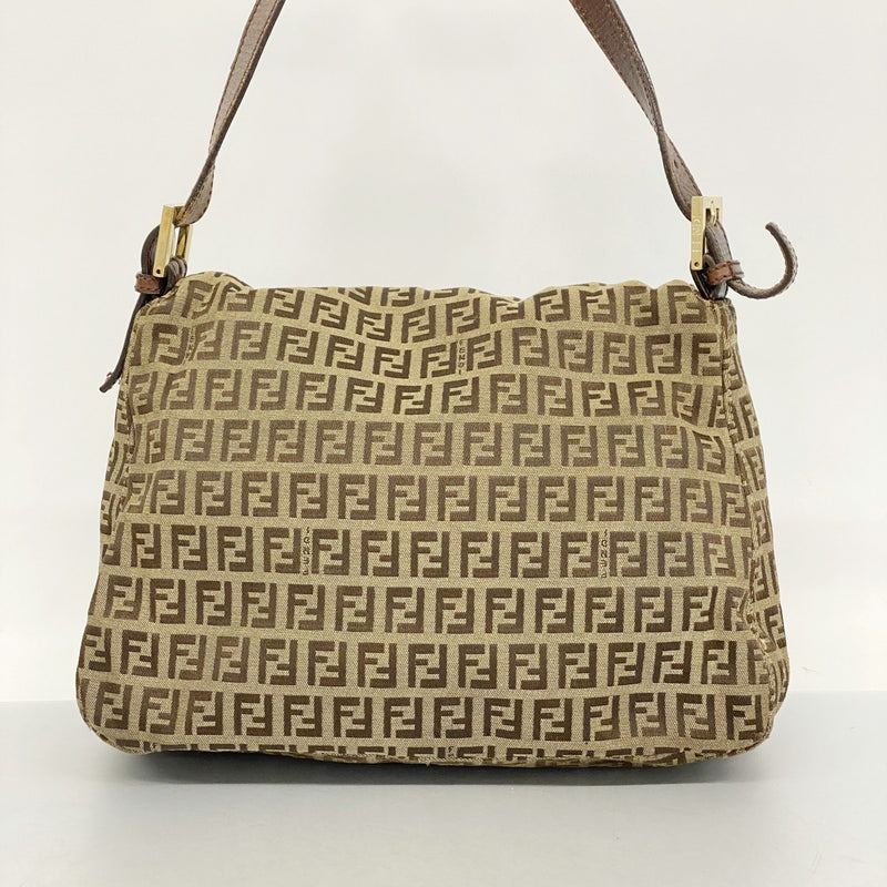 【5me5692】フェンディ ハンドバッグ ズッキーノ マンマバケット ナイロンキャンバス ブラウン ゴールド金具【中古】レディース