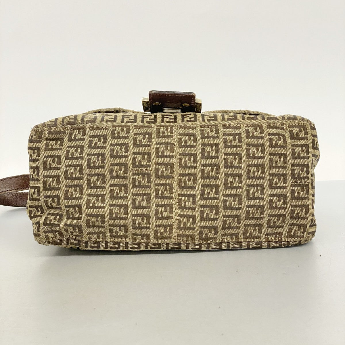 【5me5692】フェンディ ハンドバッグ ズッキーノ マンマバケット ナイロンキャンバス ブラウン ゴールド金具【中古】レディース