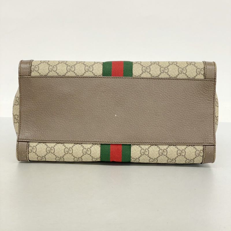 【5me5709】グッチ トートバッグ オフィディア 524537 PVC ブラウン ゴールド金具 2wayバッグ【中古】レディース