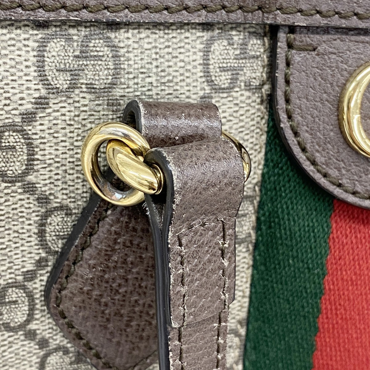 【5me5709】グッチ トートバッグ オフィディア 524537 PVC ブラウン ゴールド金具 2wayバッグ【中古】レディース