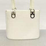 【5me5710】サルヴァトーレフェラガモ ハンドバッグ ガンチーニ レザー ホワイト シルバー金具 2wayバッグ【中古】レディース