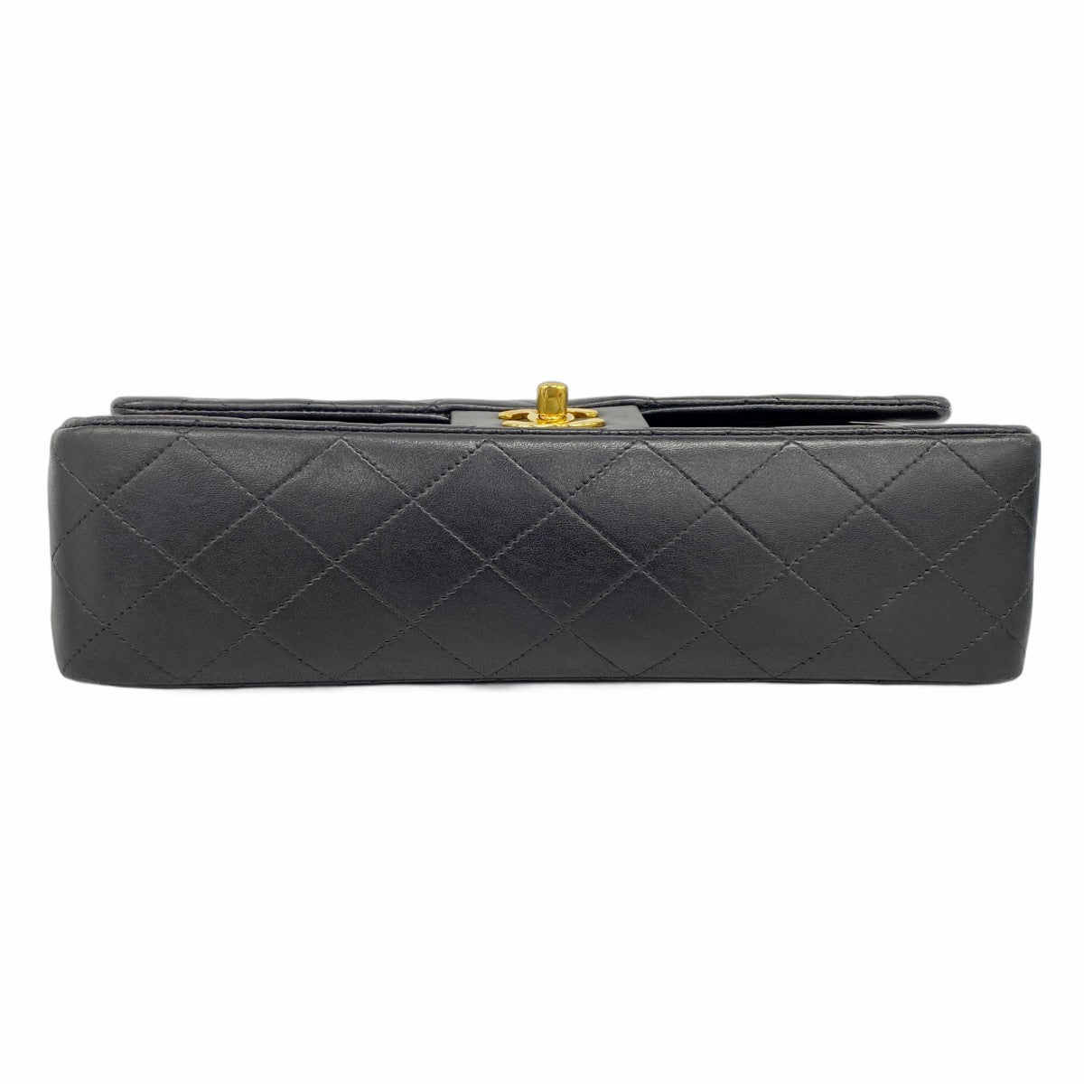 【5me5722-h】シャネル ショルダーバッグ マトラッセ Wフラップ Wチェーン ラムスキン ブラック ゴールド金具【中古】レディース