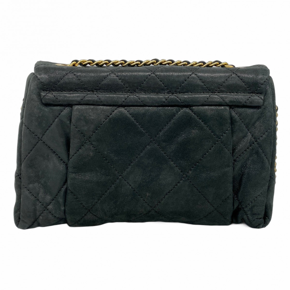 【5me5724-h】シャネル ショルダーバッグ マトラッセ Wチェーン レザー ブラック ゴールド金具【中古】レディース