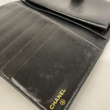 【5me5725-h】シャネル 長財布 キャビアスキン ブラック ゴールド金具【中古】レディース