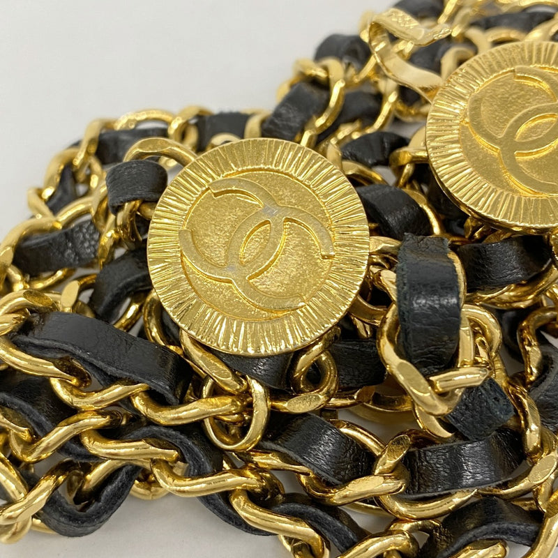 【5me5726-h】シャネル ベルト チェーン ブラック ゴールド ゴールド金具【中古】レディース
