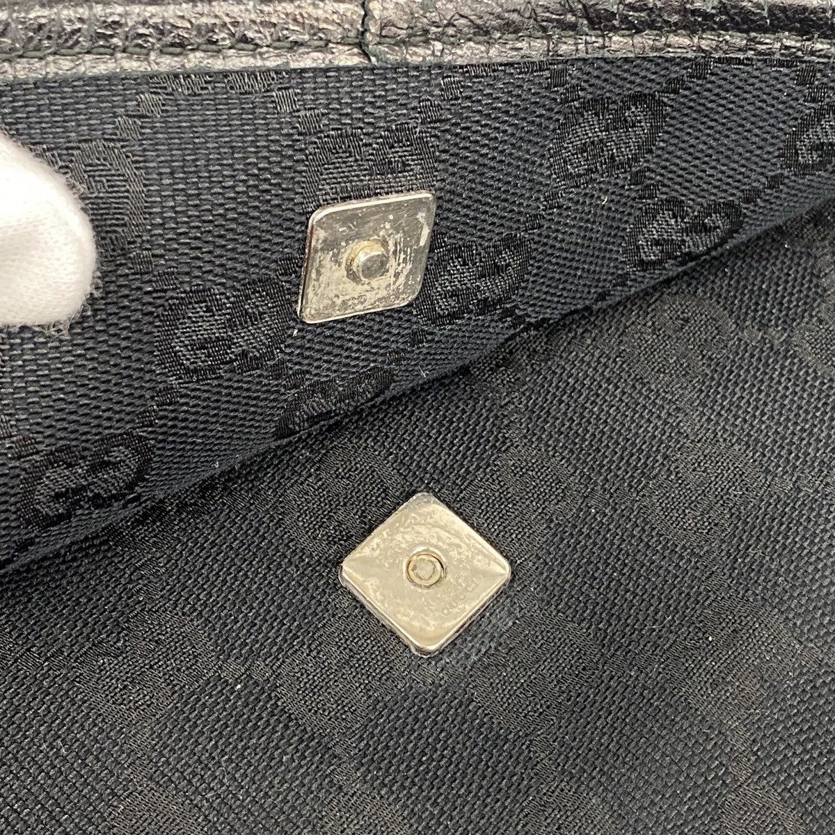 【5me5751】グッチ ショルダーバッグ GGキャンバス/シェリーライン 233052 キャンバス ブラック シルバー金具【中古】レディース