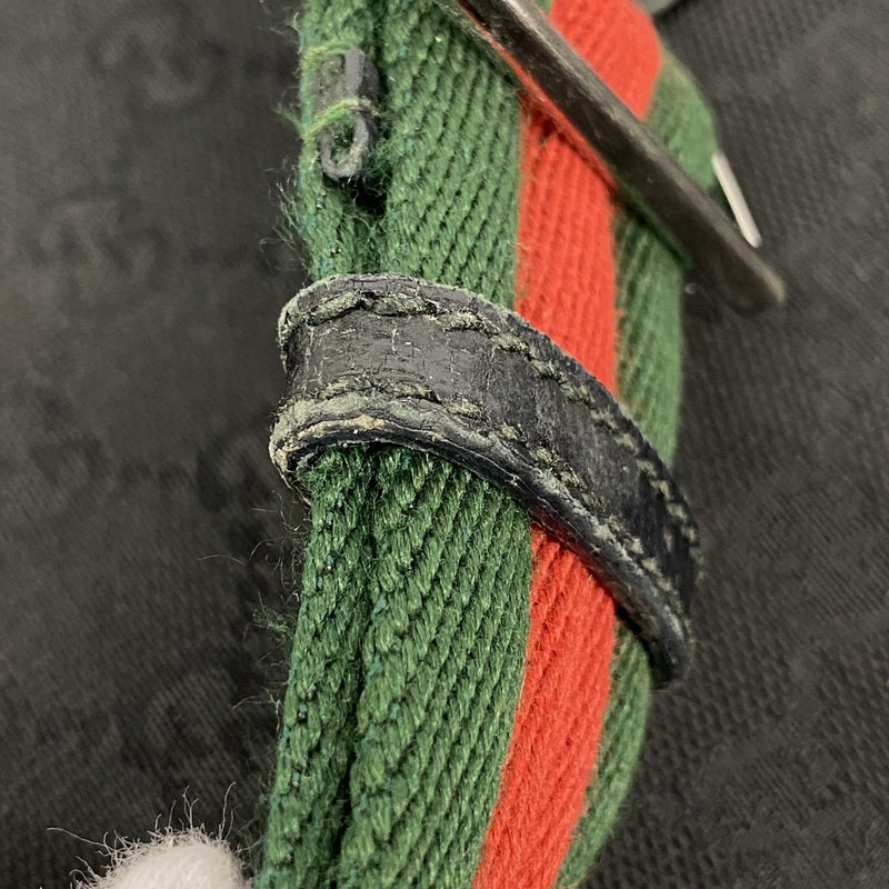 【5me5751】グッチ ショルダーバッグ GGキャンバス/シェリーライン 233052 キャンバス ブラック シルバー金具【中古】レディース