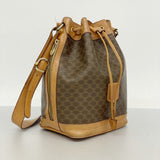 【5me5752】セリーヌ ショルダーバッグ マカダム PVC ブラウン ゴールド金具【中古】レディース