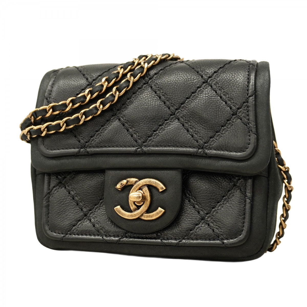 5ob1032-h】シャネル ショルダーバッグ ミニマトラッセ Wチェーン