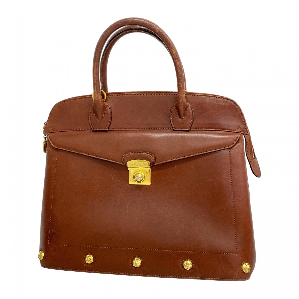 5ob1279】サルヴァトーレフェラガモ ハンドバッグ レザー ブラウン