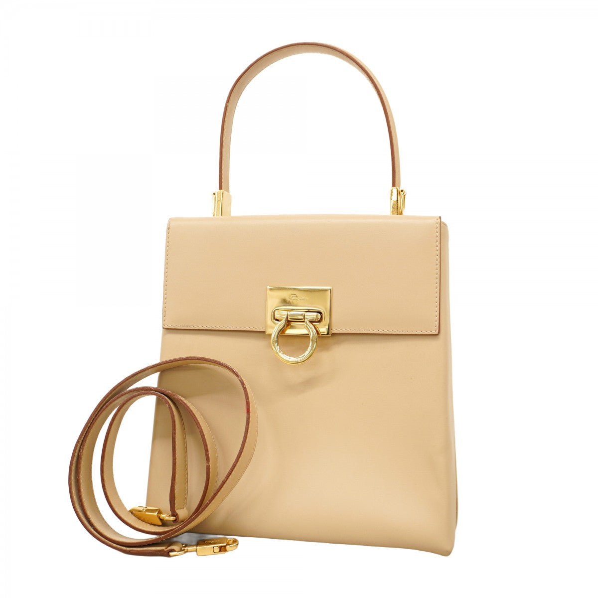 5ob1396】サルヴァトーレフェラガモ ハンドバッグ ガンチーニ レザー