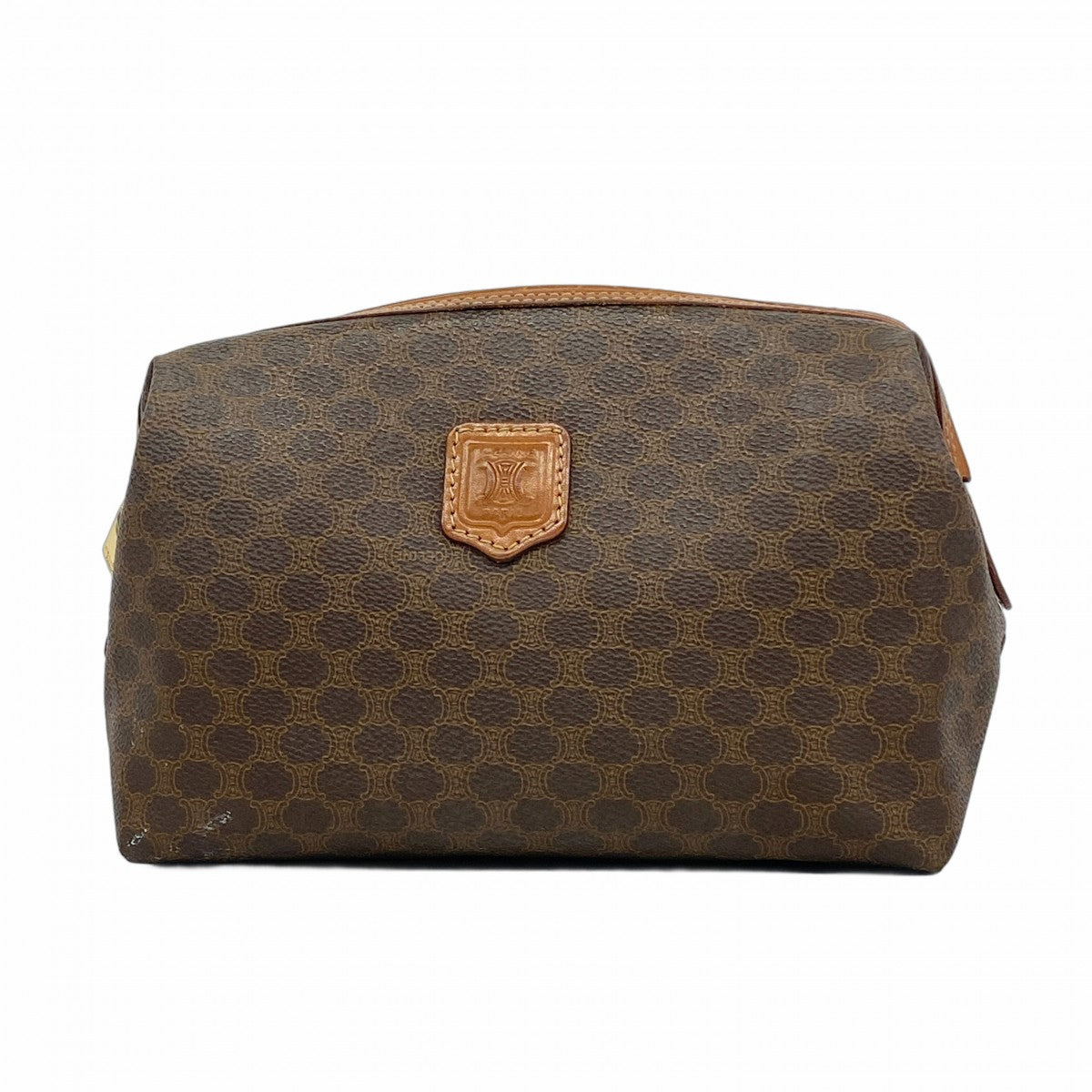 5oc1504】セリーヌ ポーチ マカダム PVC ブラウン ゴールド金具【中古