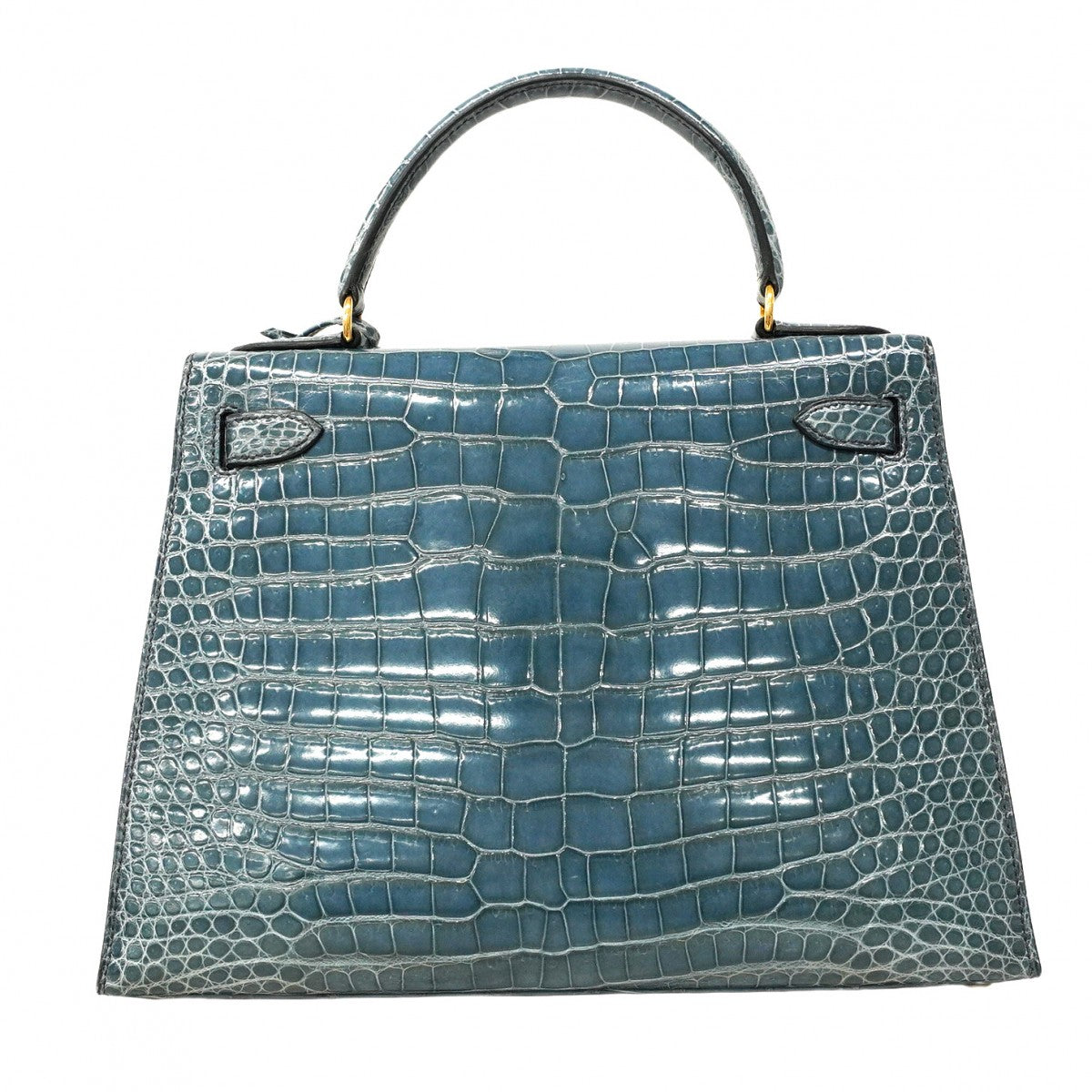 ★SALE【5od1116-2-h-g】エルメス ハンドバッグ ケリー28 ポロサス ブルー ゴールド金具 □A刻印 2wayバッグ【中古】レディース