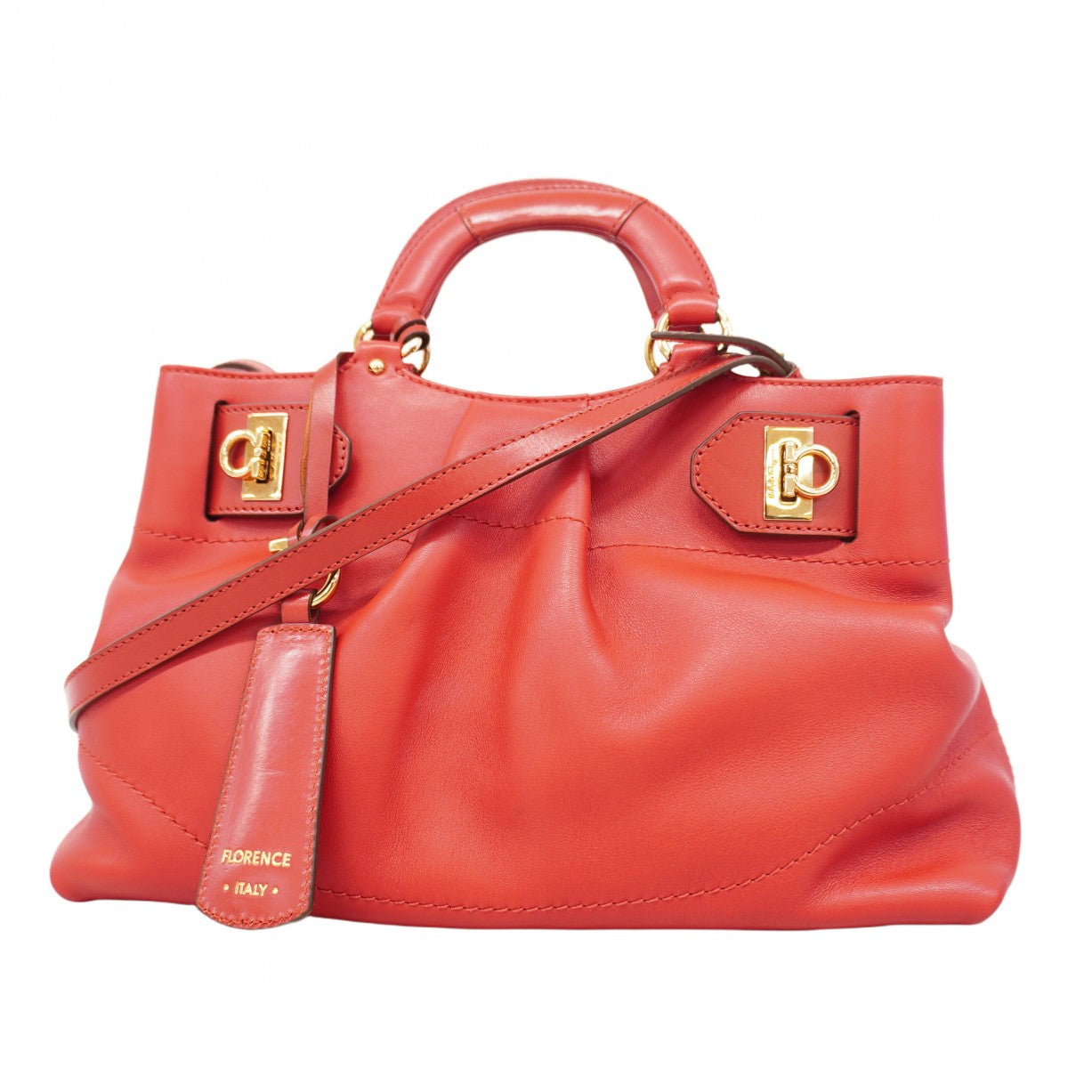 5od3499】サルヴァトーレフェラガモ ハンドバッグ ガンチーニ レザー