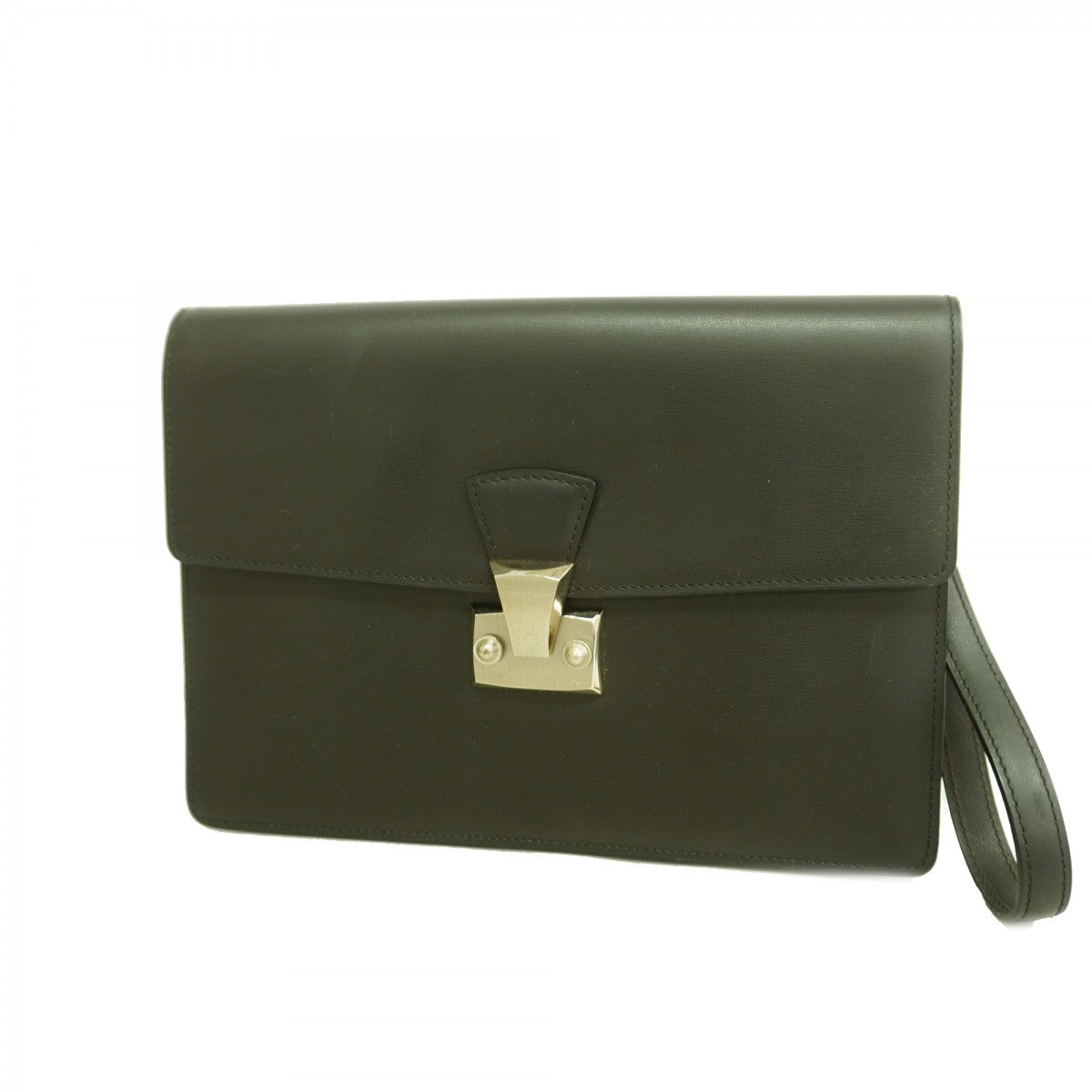 5od4342】カルティエ クラッチバッグ レザー ブラック シルバー金具