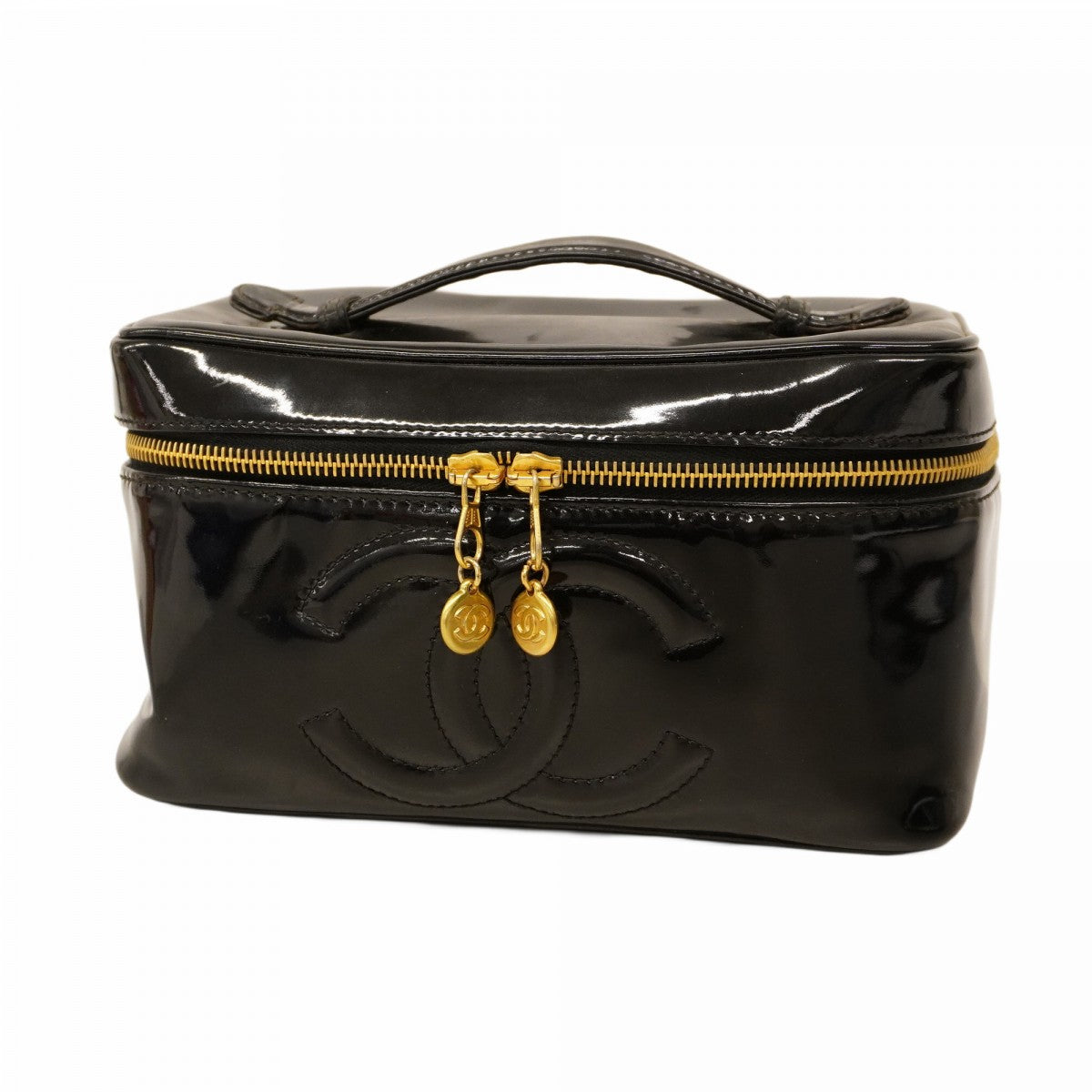5oe5779-h】シャネル バニティバッグ パテントレザー ブラック