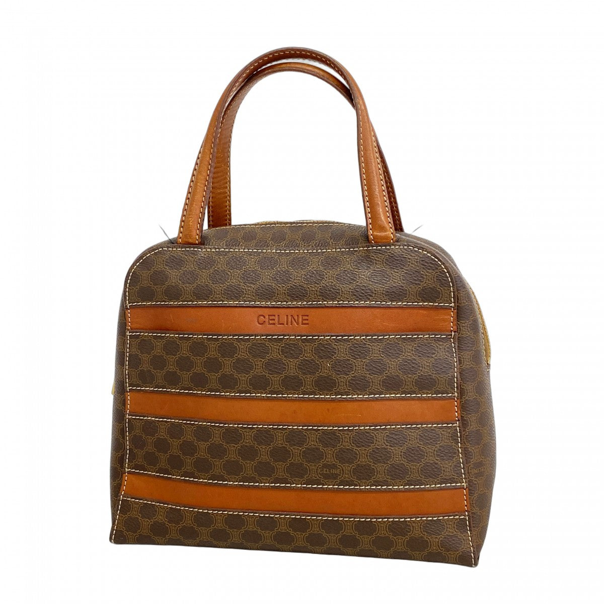 5of6563】セリーヌ ハンドバッグ マカダム PVC ブラウン ゴールド金具