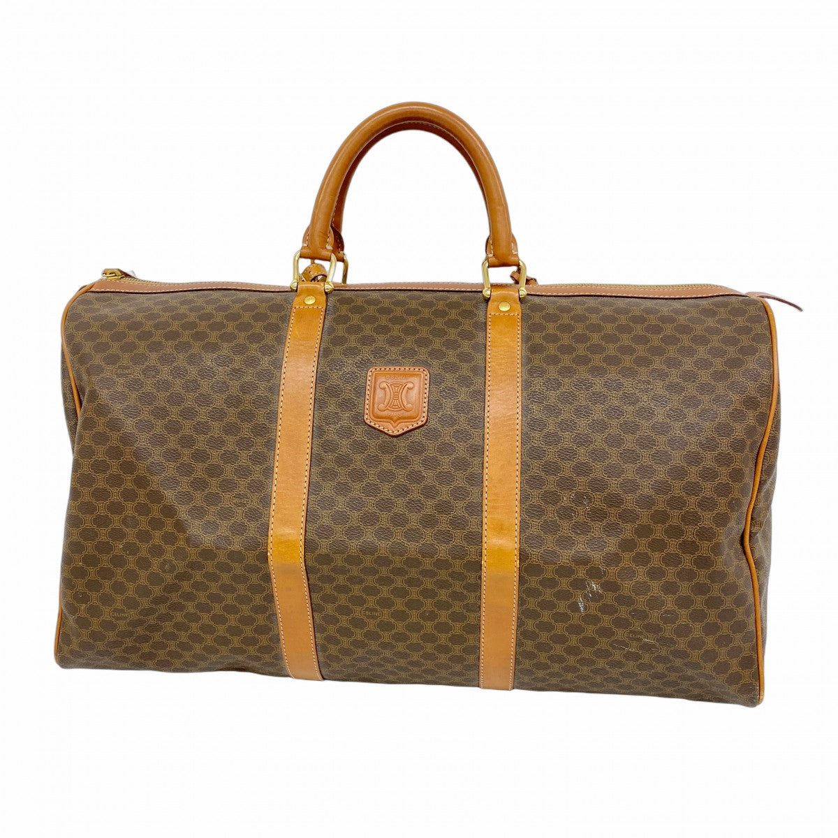 5pa0753】セリーヌ ボストンバッグ マカダム PVC ブラウン ゴールド