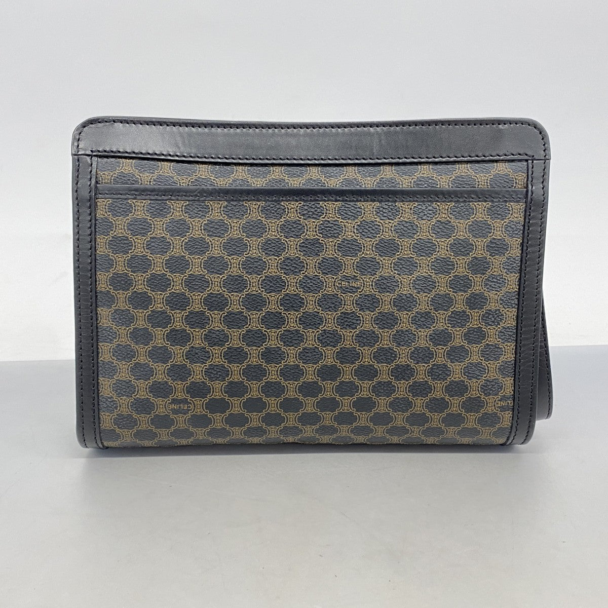 【5pa0916】セリーヌ クラッチバッグ マカダム PVC ブラック ブラウン ゴールド金具【中古】メンズ