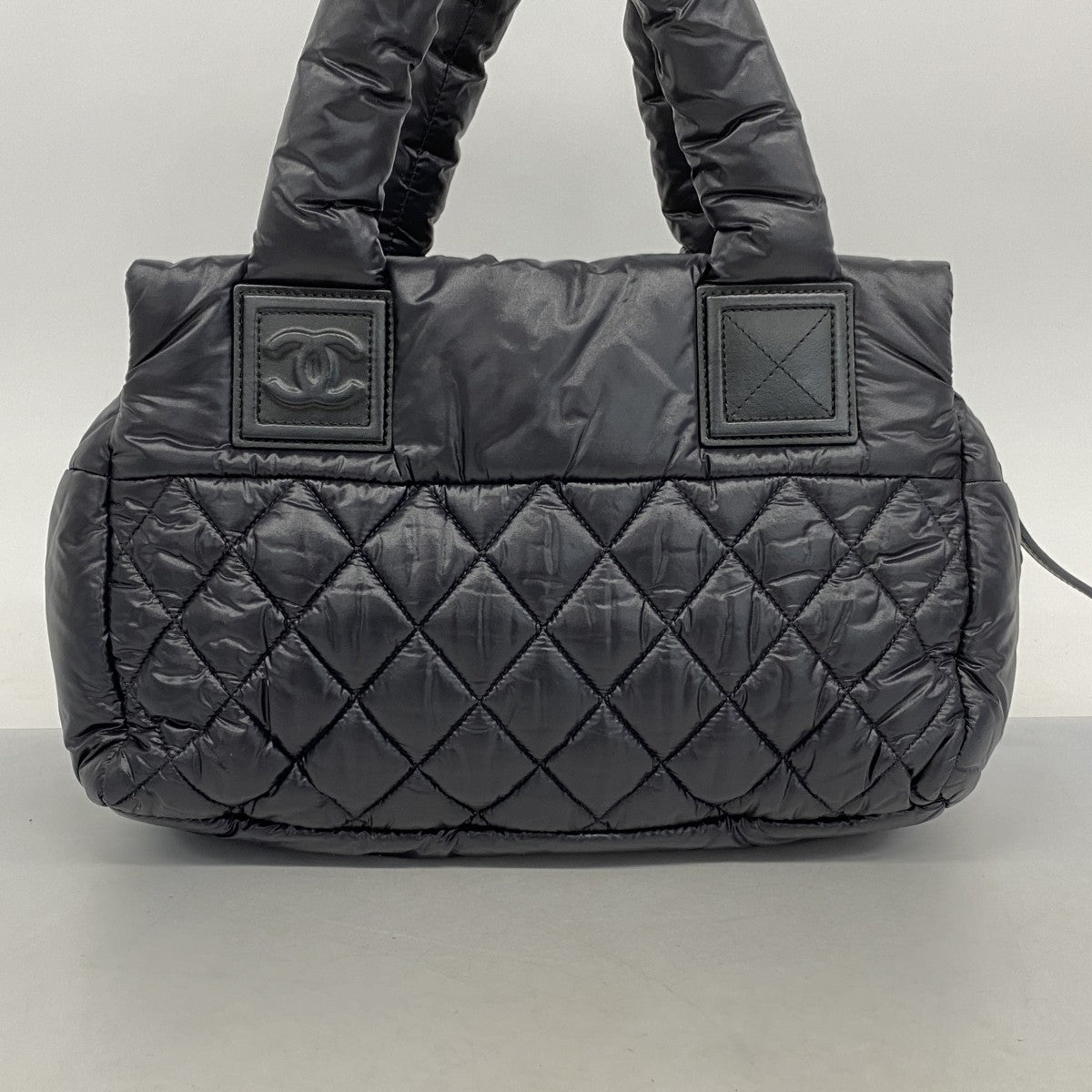 【5pa0985】シャネル ハンドバッグ コココクーン ナイロン ブラック シルバー金具【中古】レディース