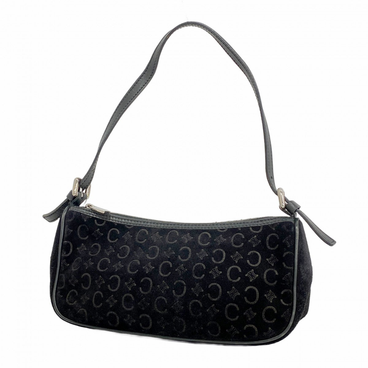 5pb1629】セリーヌ ハンドバッグ Cマカダム スウェード ブラック