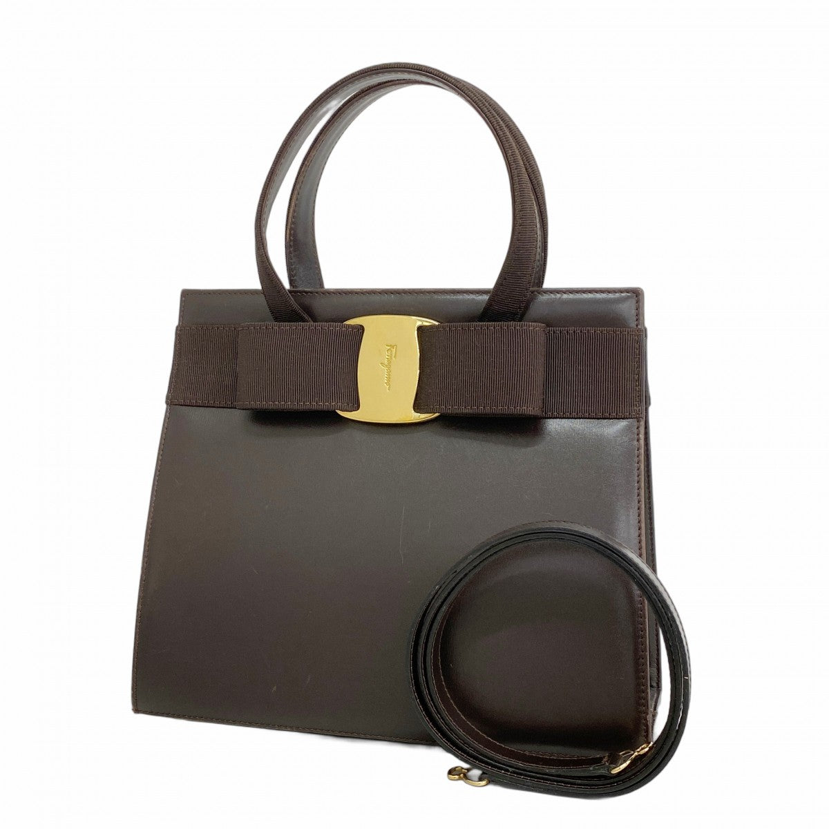 5pb1756】サルヴァトーレフェラガモ ハンドバッグ ヴァラ レザー