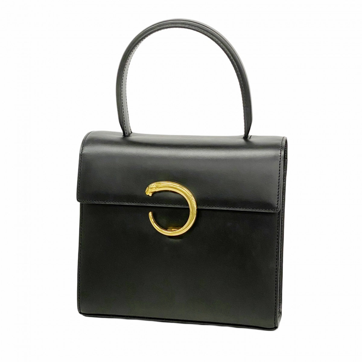 5pb2527】カルティエ ハンドバッグ パンテール レザー ブラック