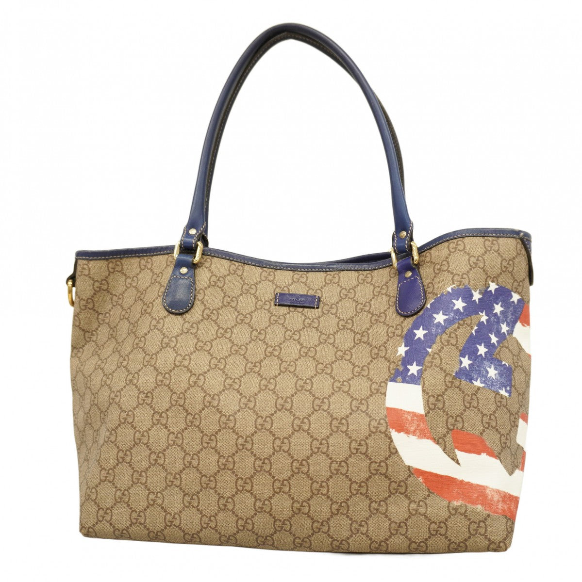 【5pc3204】グッチ トートバッグ GGスプリーム 203693 PVC ベージュ ブルー シャンパンゴールド金具【中古】レディース ☆SALE【5pc3204】グッチ トートバッグ GGスプリーム 203693 PVC