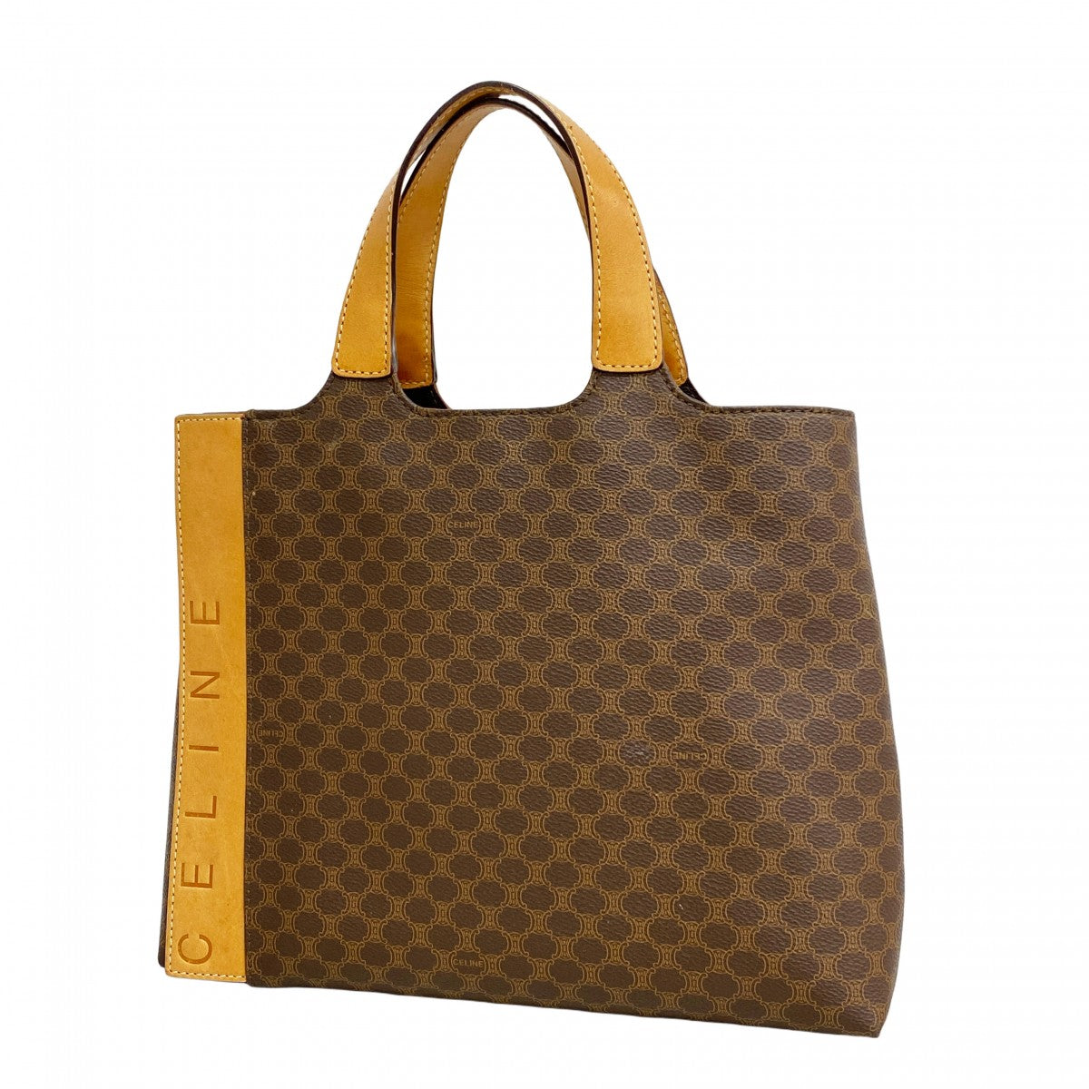 5pc3754】セリーヌ トートバッグ マカダム PVC ブラウン ゴールド金具