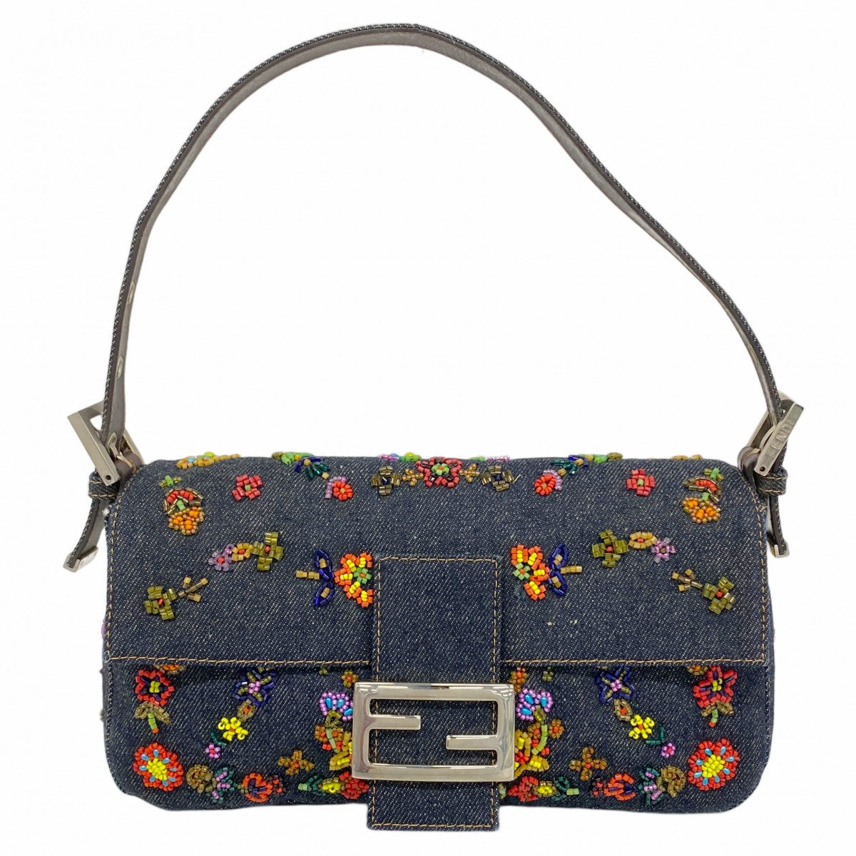 5pc3961】フェンディ ハンドバッグ マンマバケット デニム ネイビー