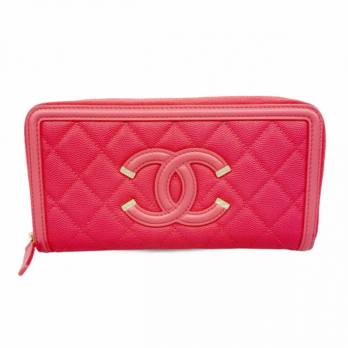 5pc4216-k】シャネル 長財布 マトラッセ CCフィリグリー キャビア