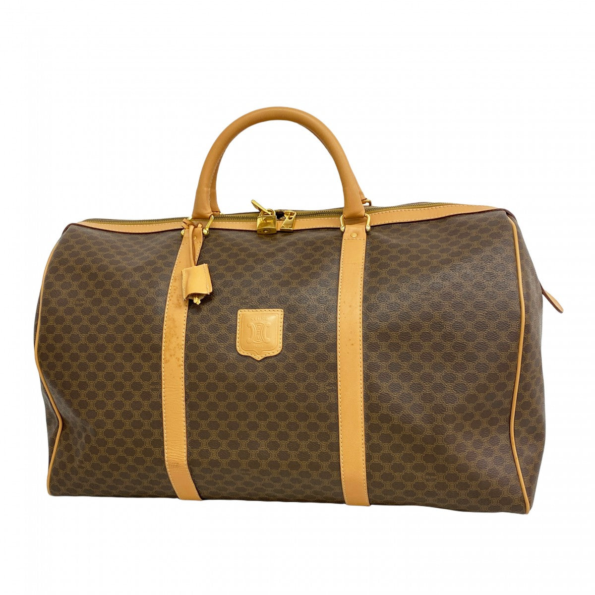 5pc4688-k】セリーヌ ボストンバッグ マカダム PVC ブラウン ゴールド