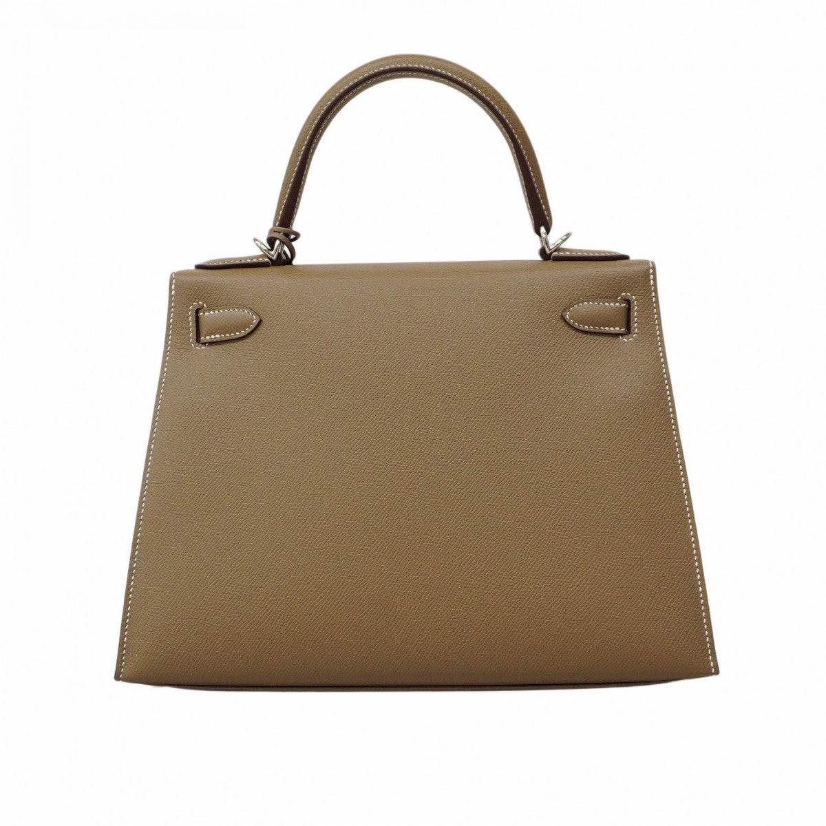 ★SALE【5pd4882-g】エルメス ハンドバッグ ケリー28 ヴォーエプソン エトゥープ シルバー金具 D刻印 2wayバッグ【中古】レディース