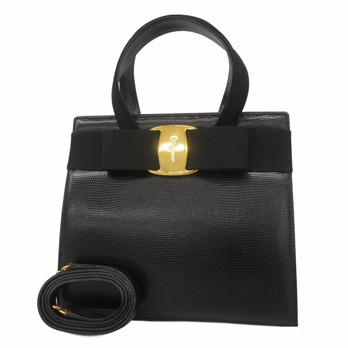 【新品同様】サルバトーレ フェラガモ ヴァラ ブラック ハンドバッグ 5pd5155】サルヴァトーレフェラガモ ハンドバッグ ヴァラ レザー