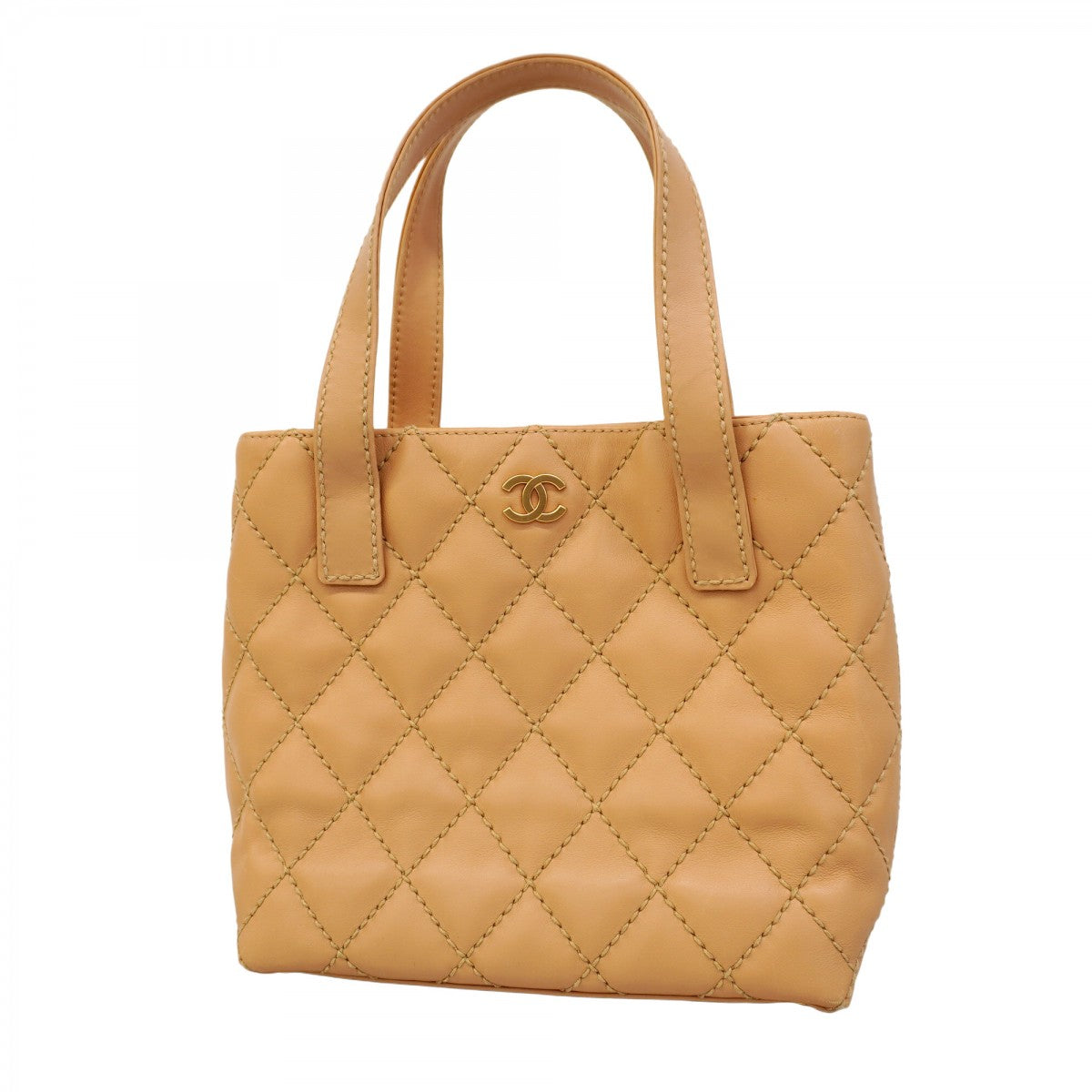 5pd5376-k】シャネル ハンドバッグ ワイルドステッチ ラムスキン