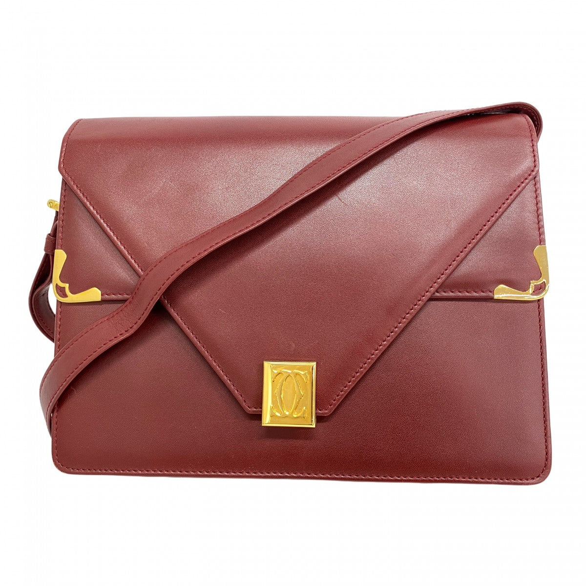 6ab0672】カルティエ ショルダーバッグ マスト レザー ボルドー