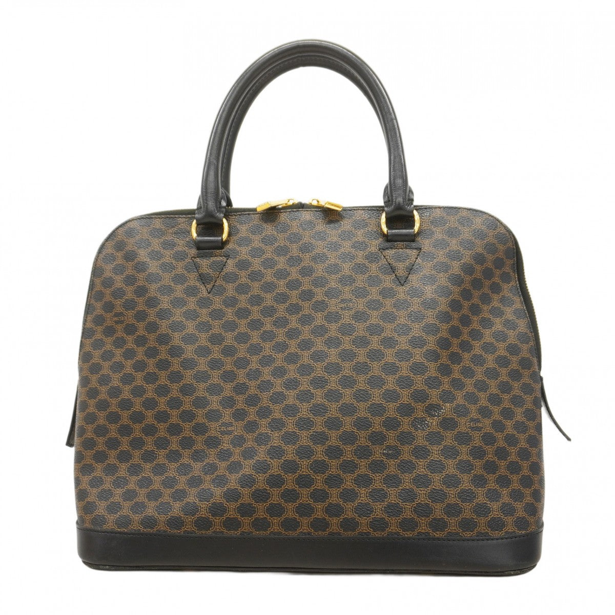 6ad3978】セリーヌ ハンドバッグ マカダム PVC ブラック ブラウン