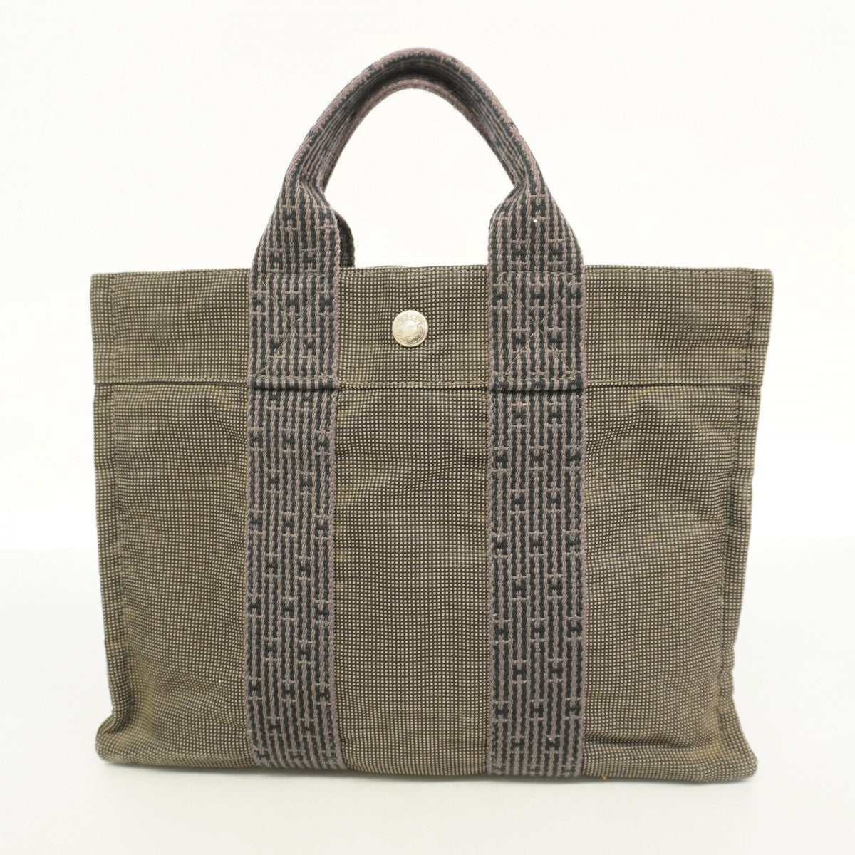 【6ae5615】エルメス トートバッグ エールラインPM キャンバス グレー シルバー金具【中古】メンズ レディース ユニセックス