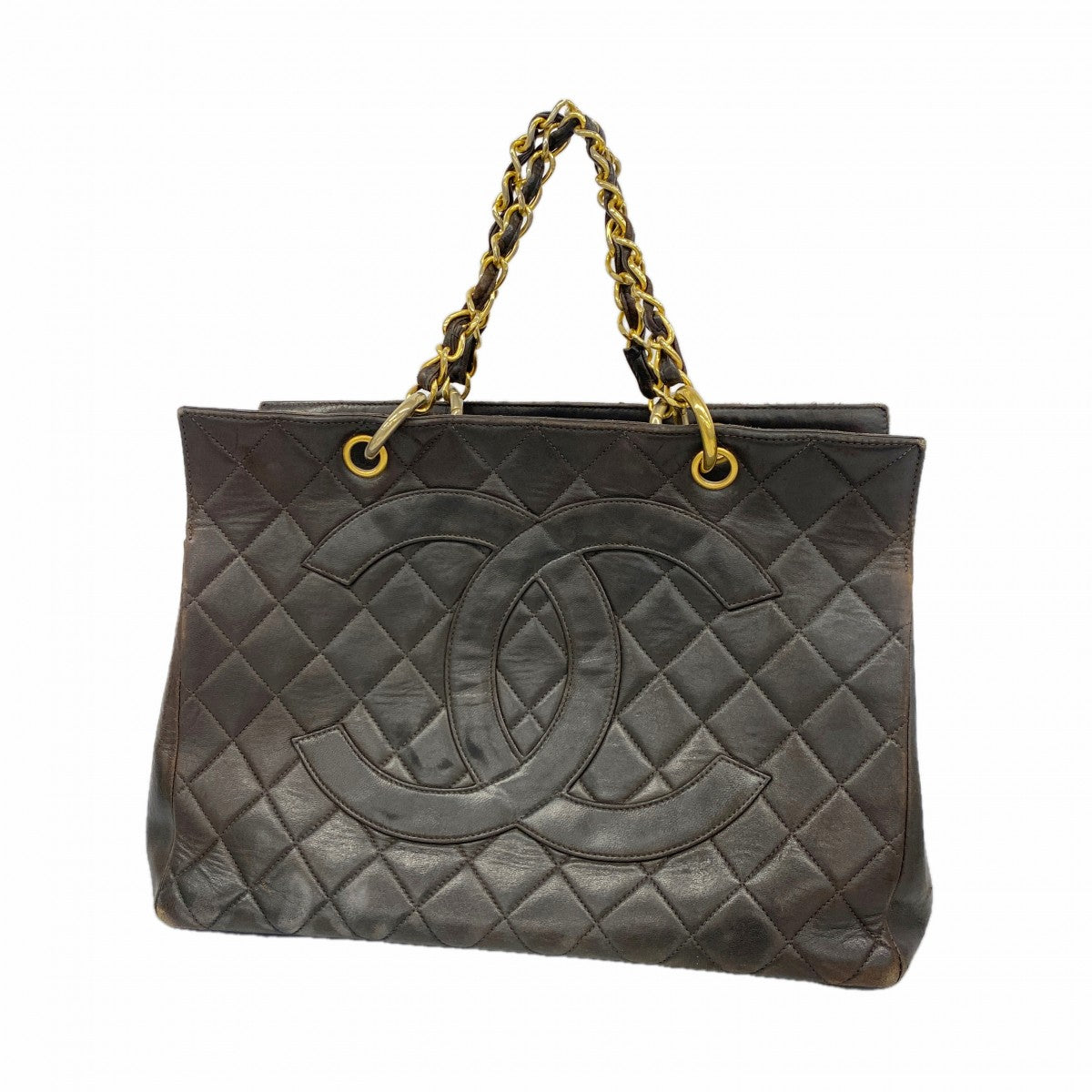 6ba1116】シャネル チェーントート マトラッセ ラムスキン ブラック