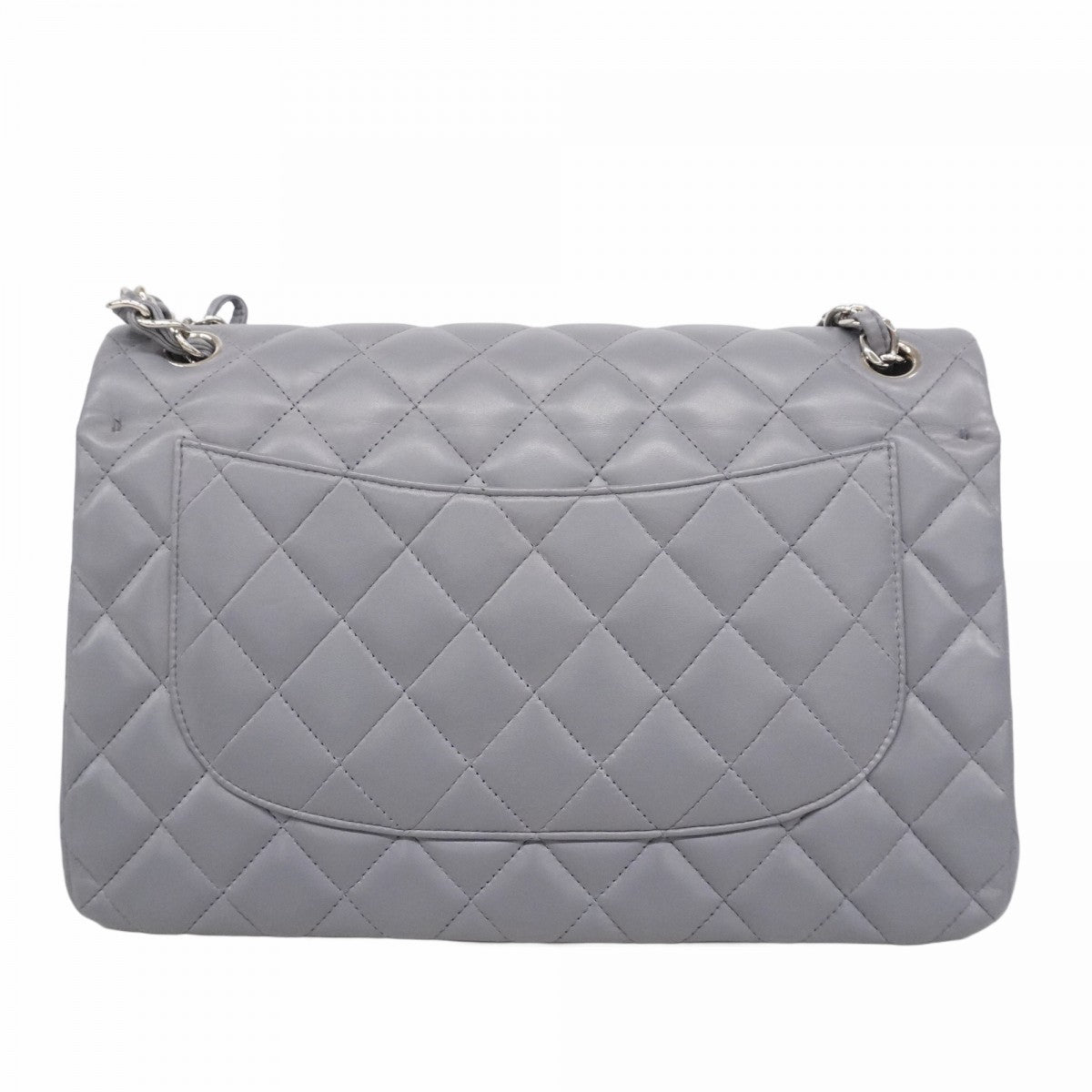 ★最終価格★SALE【6bc3314】シャネル ショルダーバッグ デカマトラッセ Wフラップ Wチェーン ラムスキン グレー シルバー金具【中古】レディース