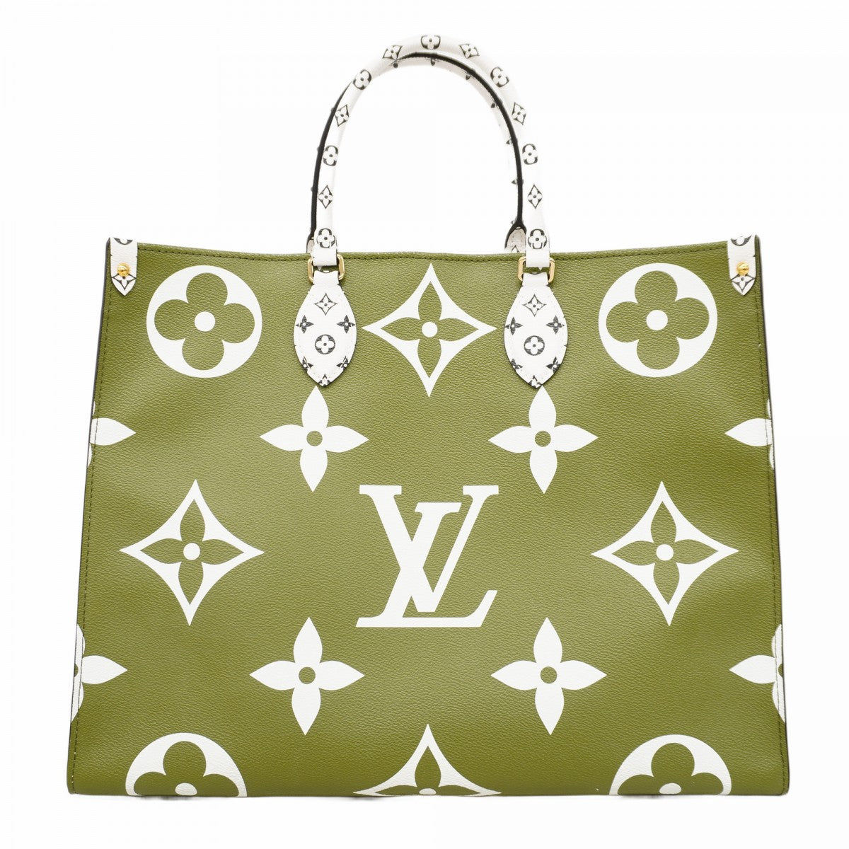 【6cb1838】ルイヴィトン トートバッグ モノグラム・ジャイアント オンザゴーGM M44571 カーキ ホワイト【中古】レディース