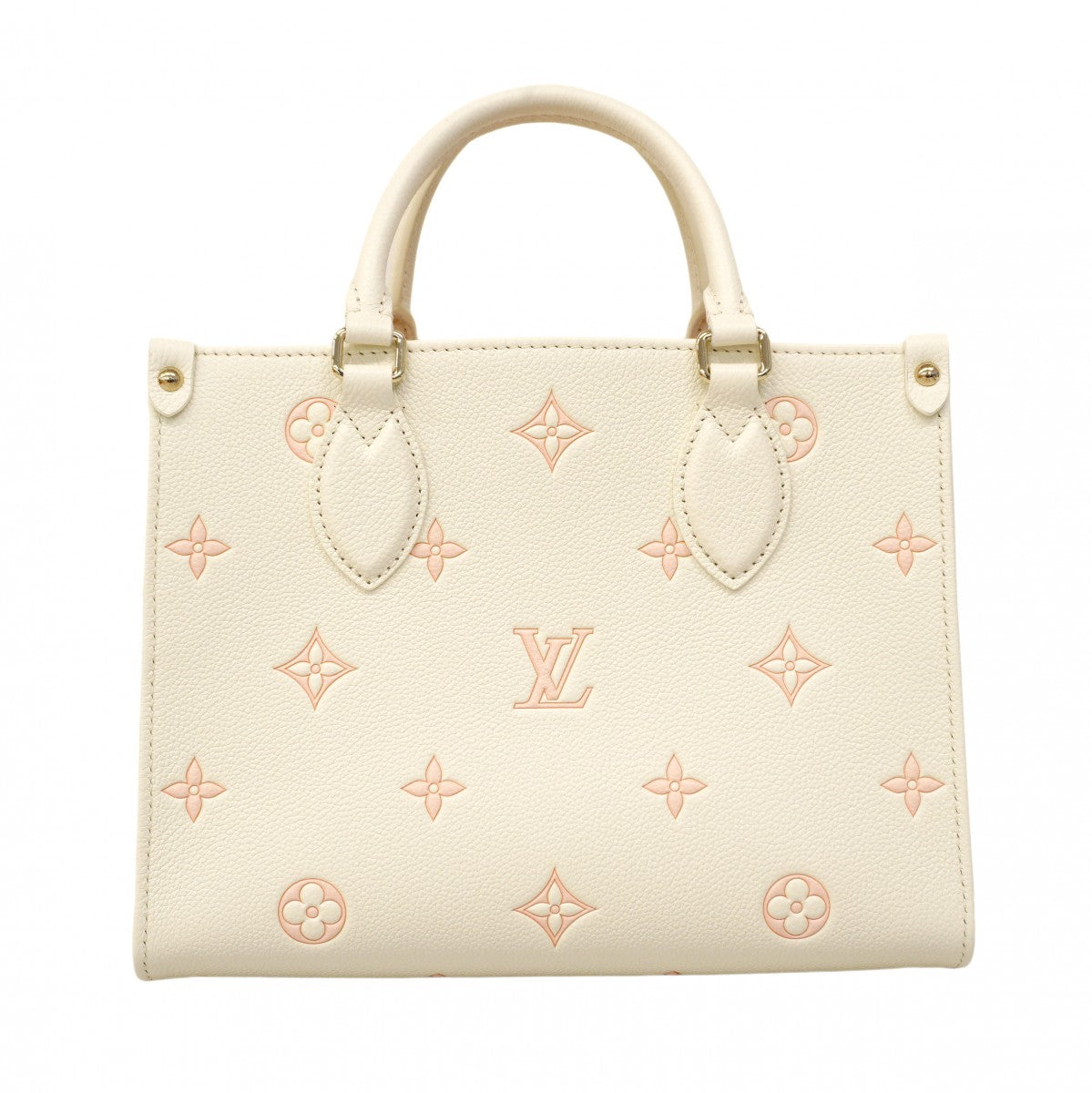 【6cb2372】ルイヴィトン ハンドバッグ モノグラム・アンプラント オンザゴーPM M28313 ミルキーホワイト/ピーチ 2wayバッグ【中古】レディース
