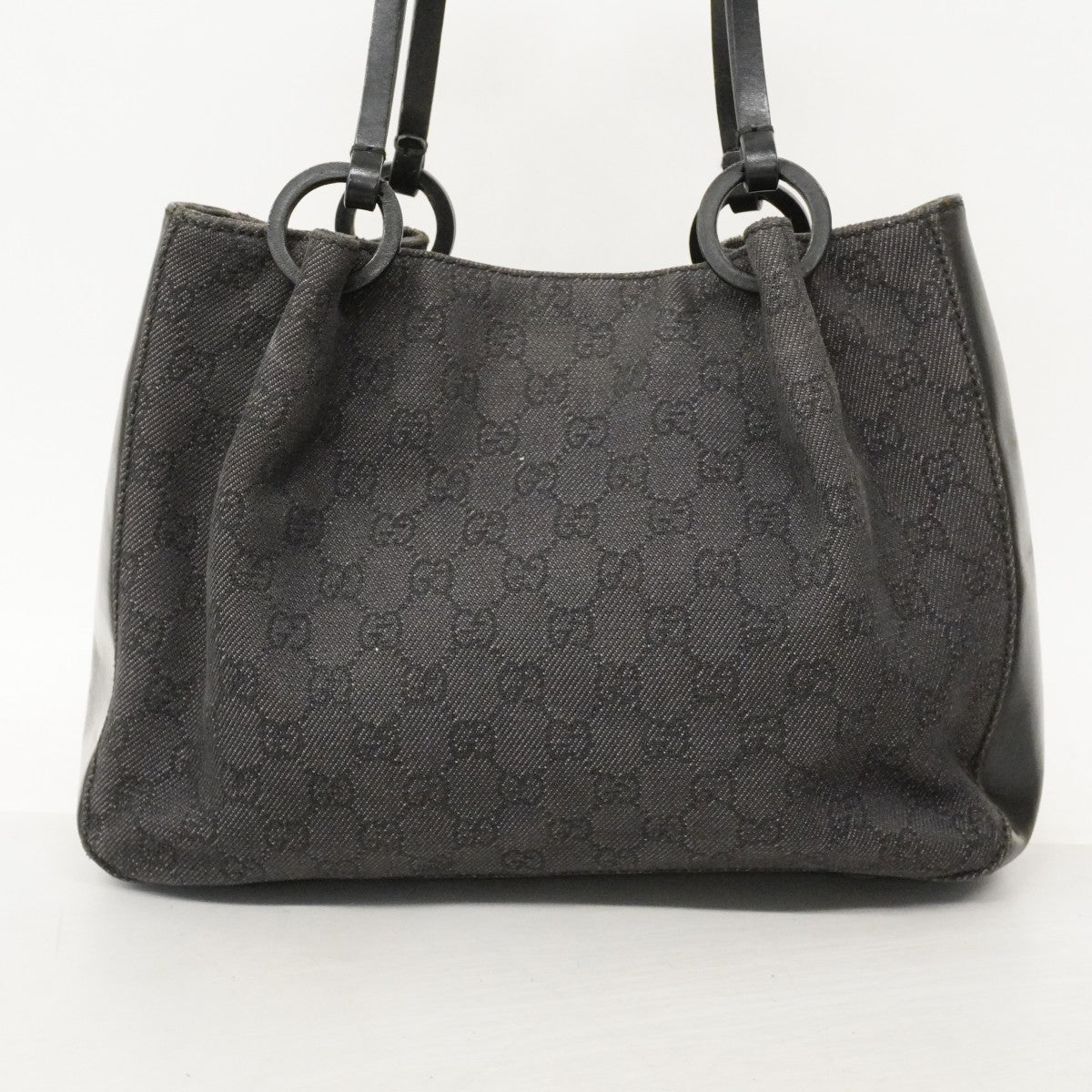 【6cb2776】グッチ ハンドバッグ 101919 デニム ブラック シルバー金具【中古】レディース