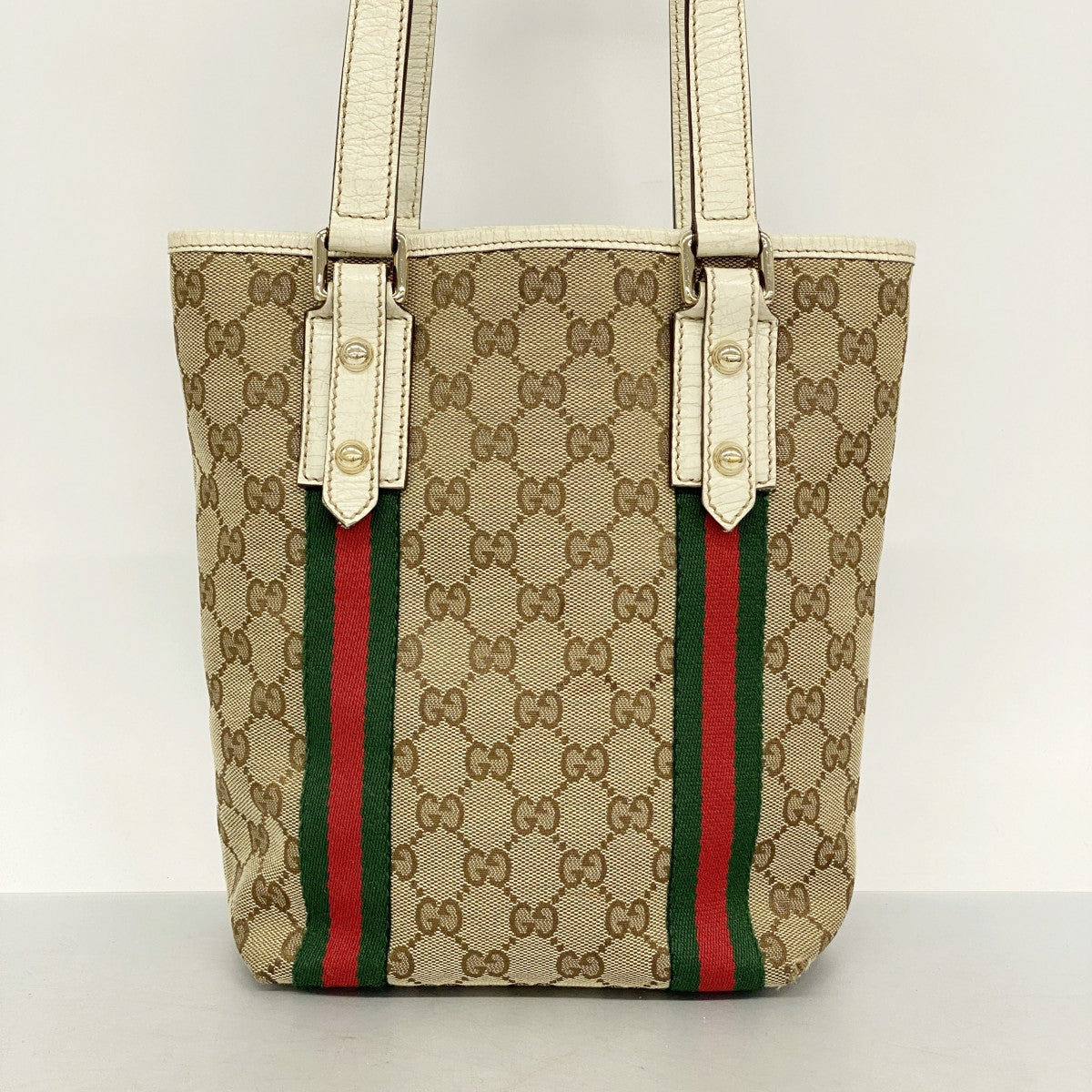 ★最終価格★SALE【6cc3676】グッチ トートバッグ GGキャンバス/シェリーライン 162898 キャンバス ブラウン シャンパンゴールド金具【中古】レディース