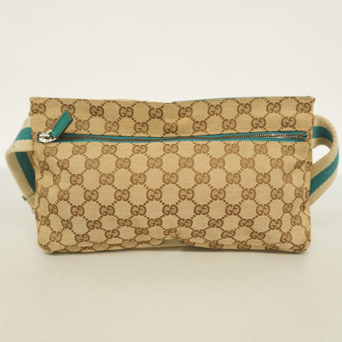 【6cc3879-k】グッチ ウエストバッグ GGキャンバス 28566 キャンバス ブラウン ターコイズブルー シルバー金具【中古】メンズ レディース ユニセックス
